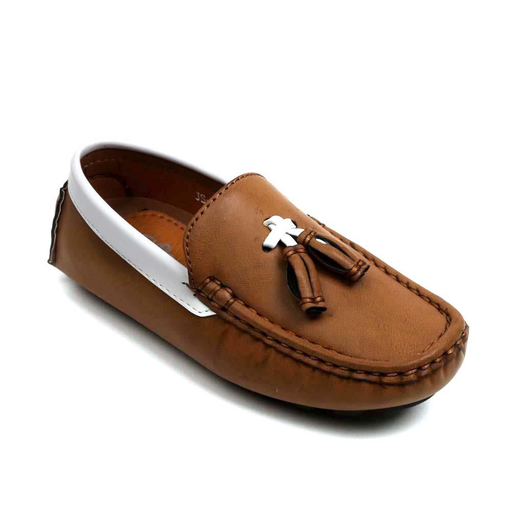 Fancy Loafers For Boys - Brown/White (JS-781A)